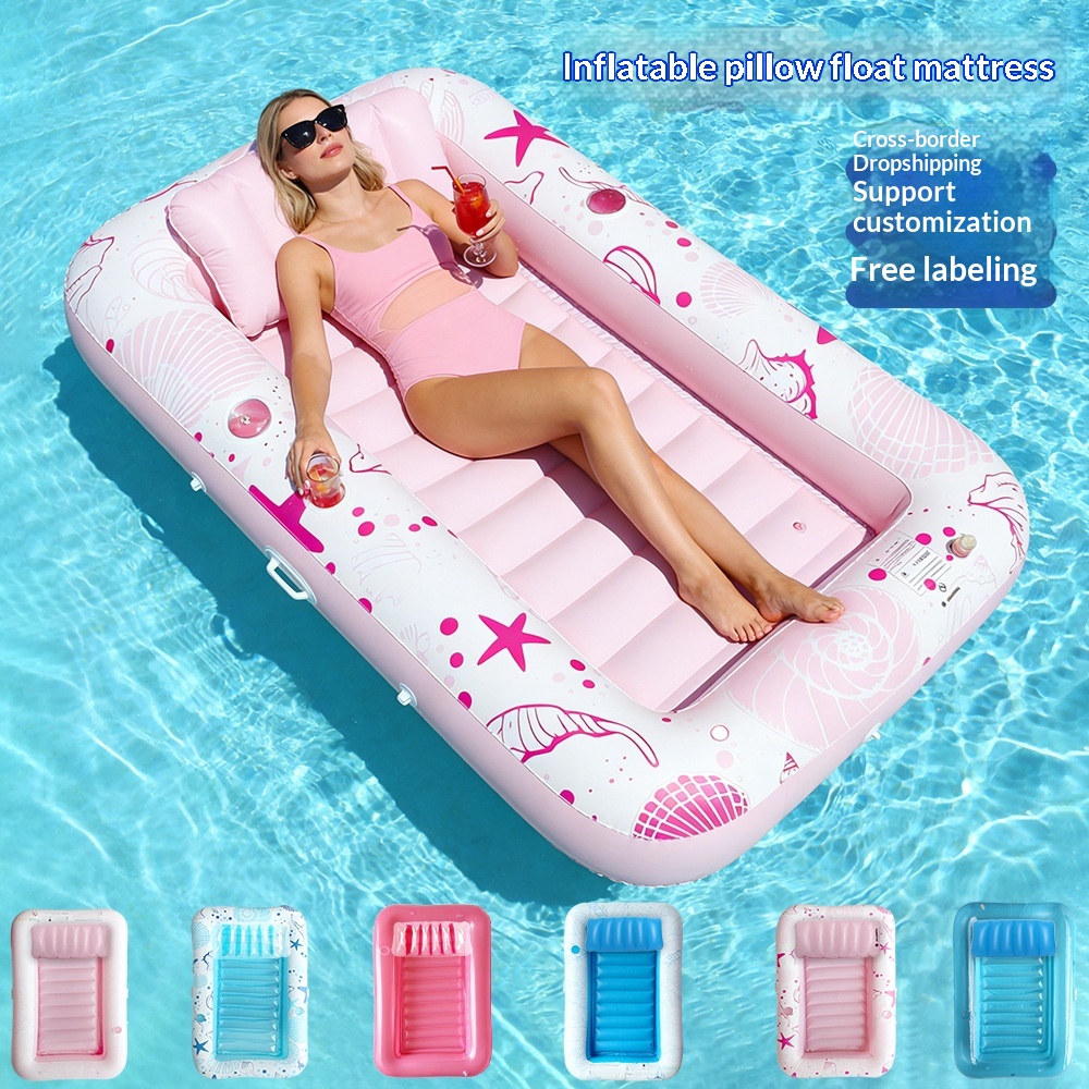 Double Inflatable Floating Raft With Pillow