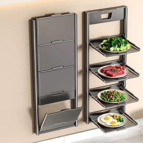Fold-Flat Kitchen Prep Rack (3-Tier, Suction)