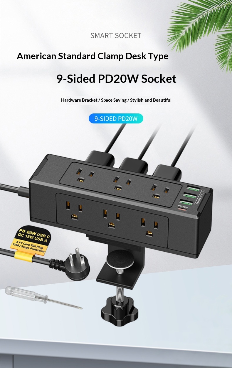 PHAEVOX TwistPlug mounted on desk in use with devices plugged in home office