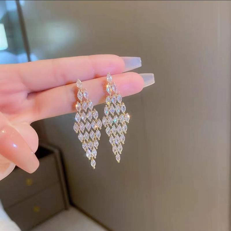 Womens Hollowed-out Long Tassel Earrings