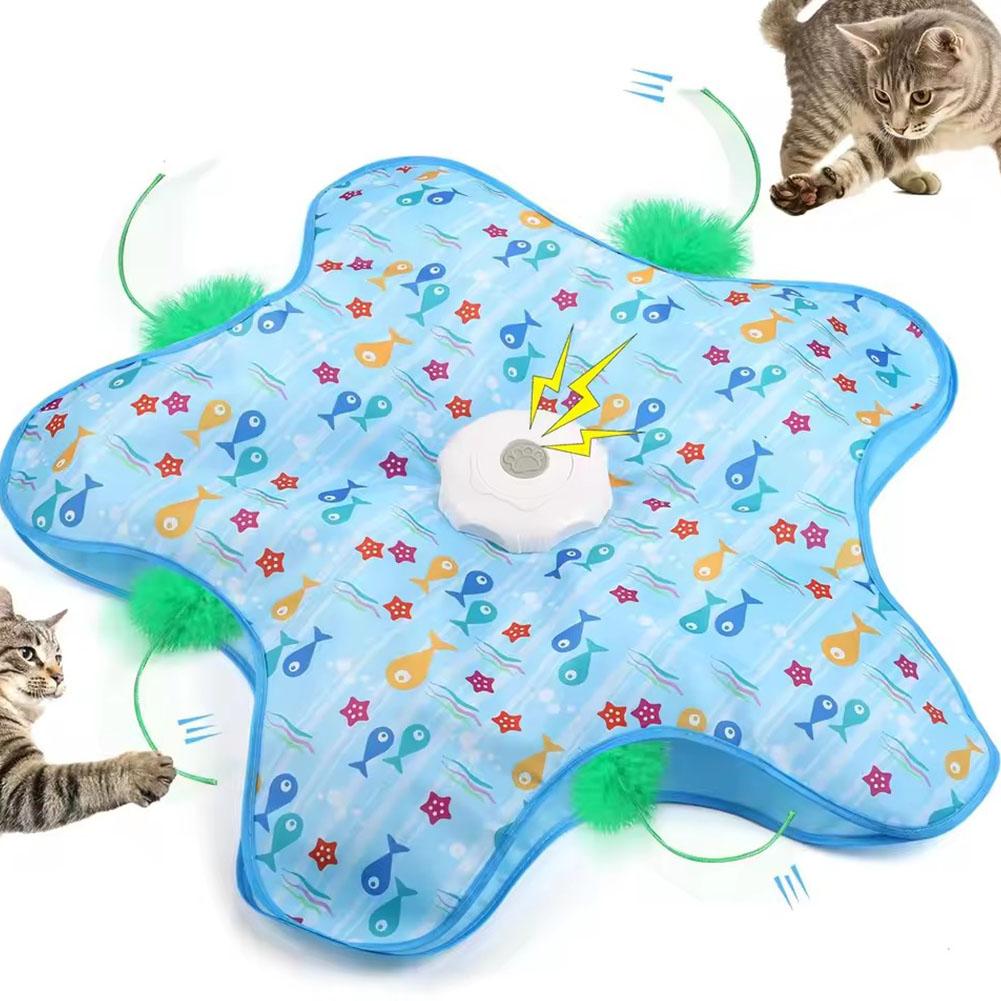 Cat Toys Interactive Hide And Seek Cat Toy With Mouse Squeaky Motion Activated Moving Concealed Feathers Pet Kitten Teaser Toy Pets Products 2