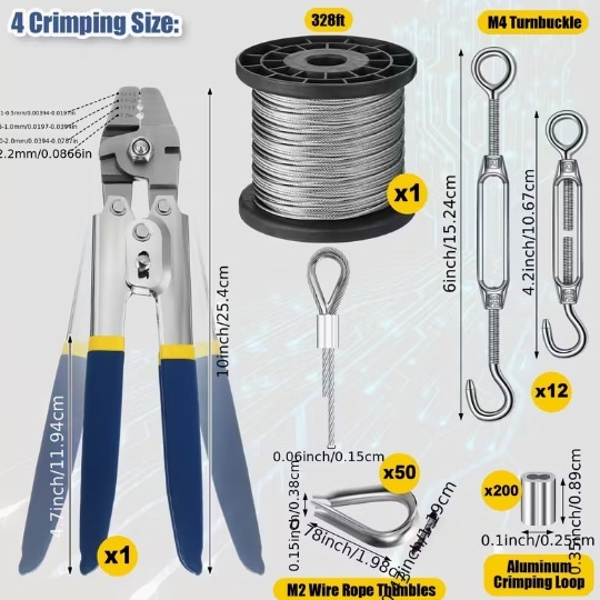 Wire Rope Crimping Tool Kit Stainless Steel