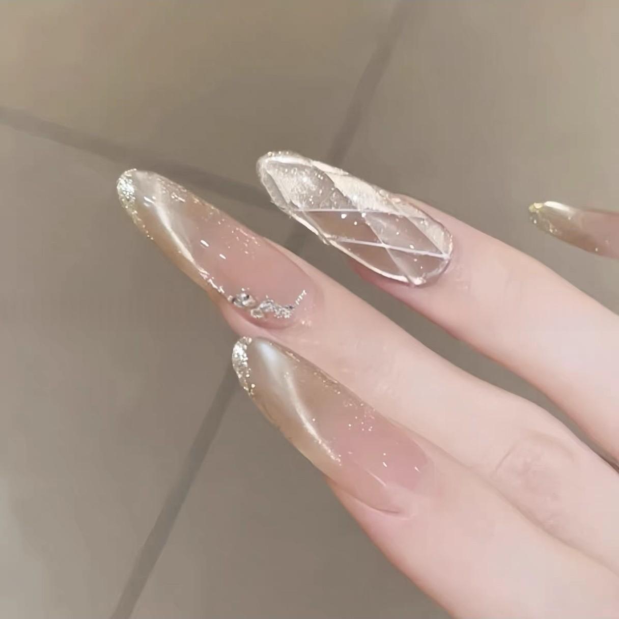 Flashing Purely Handmade Mid-length Artificial Nails