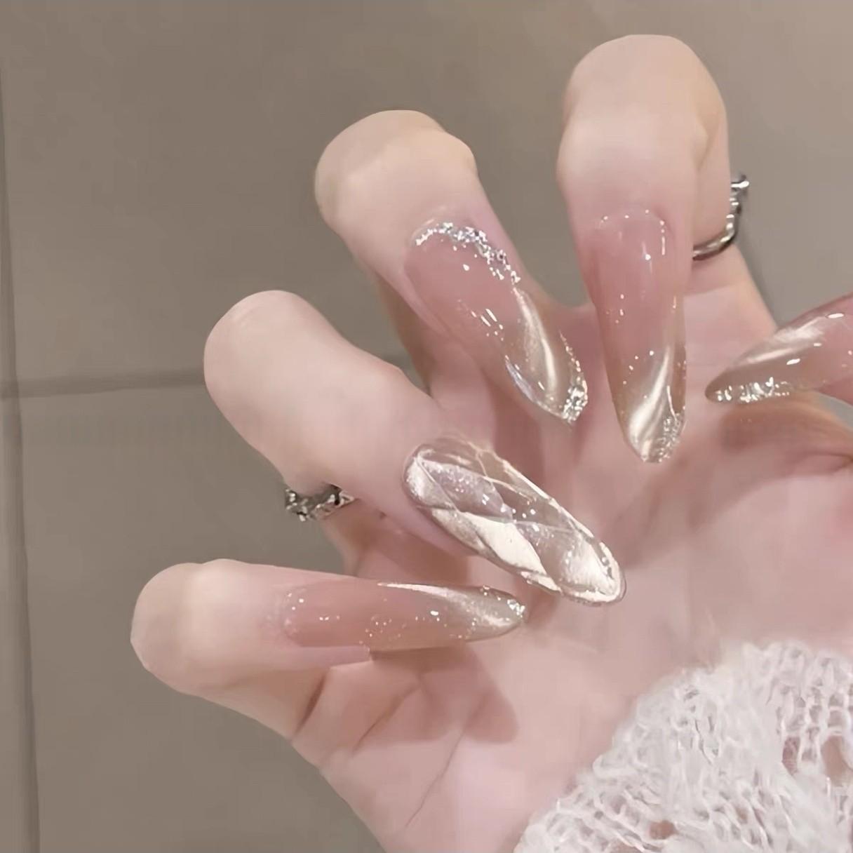 Flashing Purely Handmade Mid-length Artificial Nails