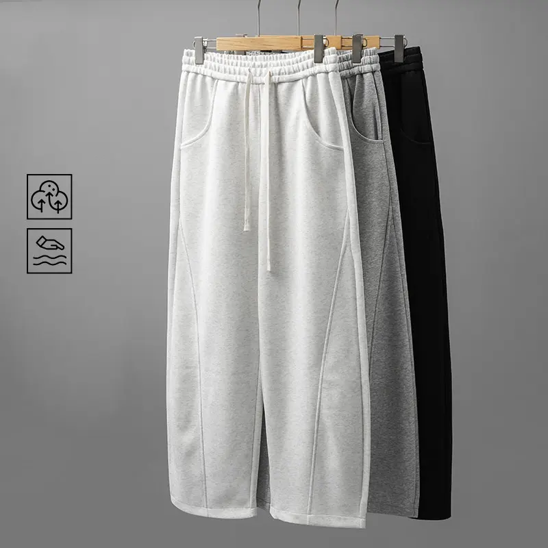 American-style Straight-leg Athletic Gray Casual Pants