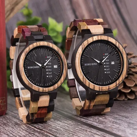 Couple Wooden Watches and Date-display Quartz