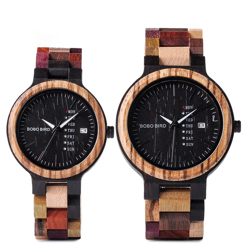 Couple Wooden Watches And Date-display Quartz Watches