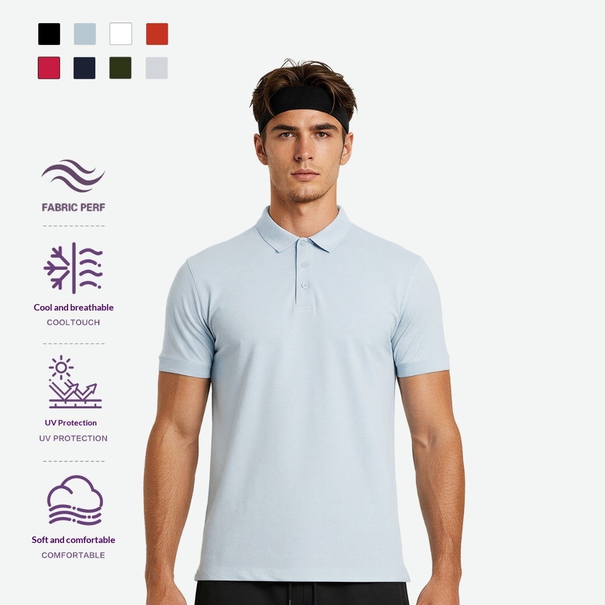 Turn-down Collar Quick-Drying Breathable Mens High-Elastic Loose Short-Sleeve Shirt