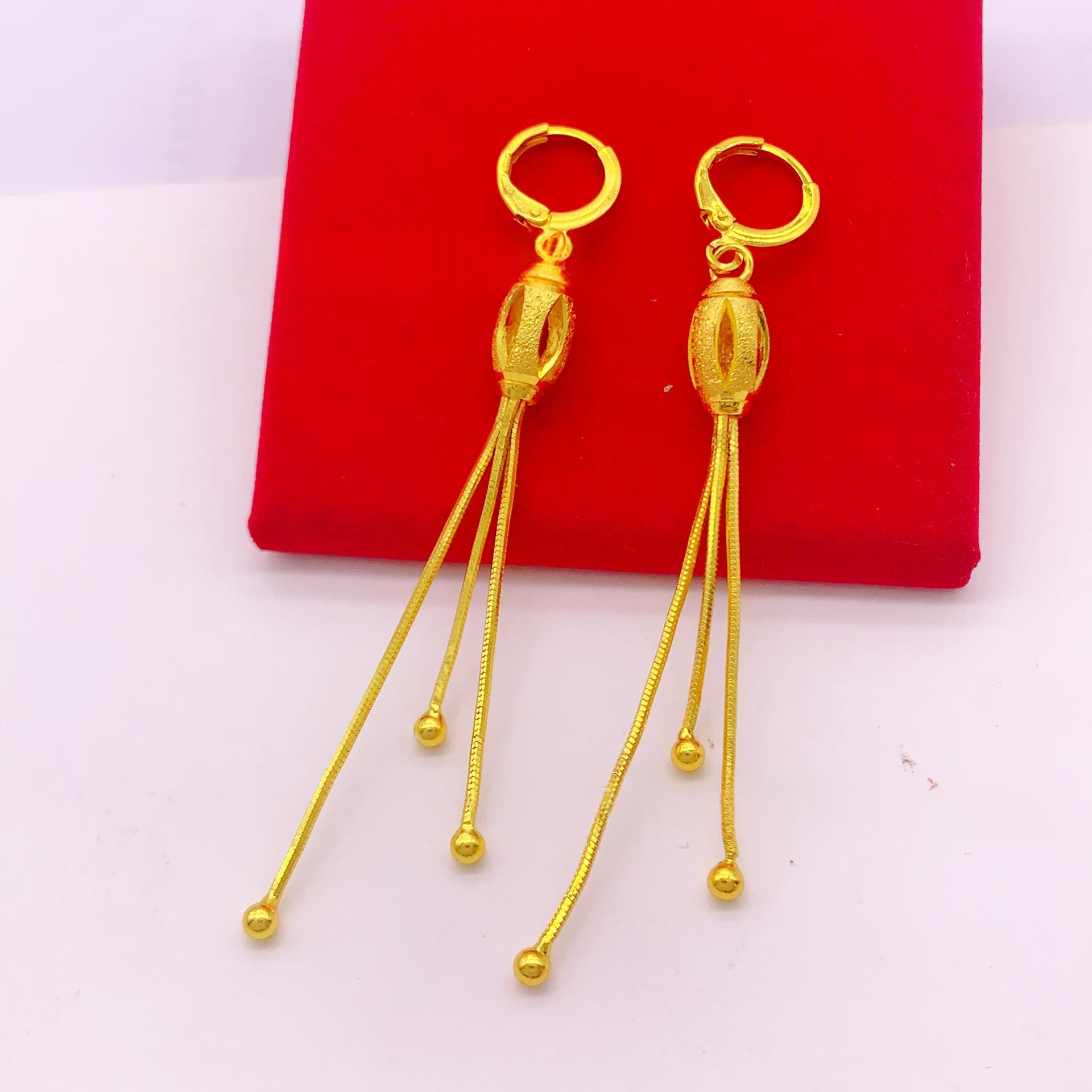 Retro Lucky-bead Gold-plated Earrings