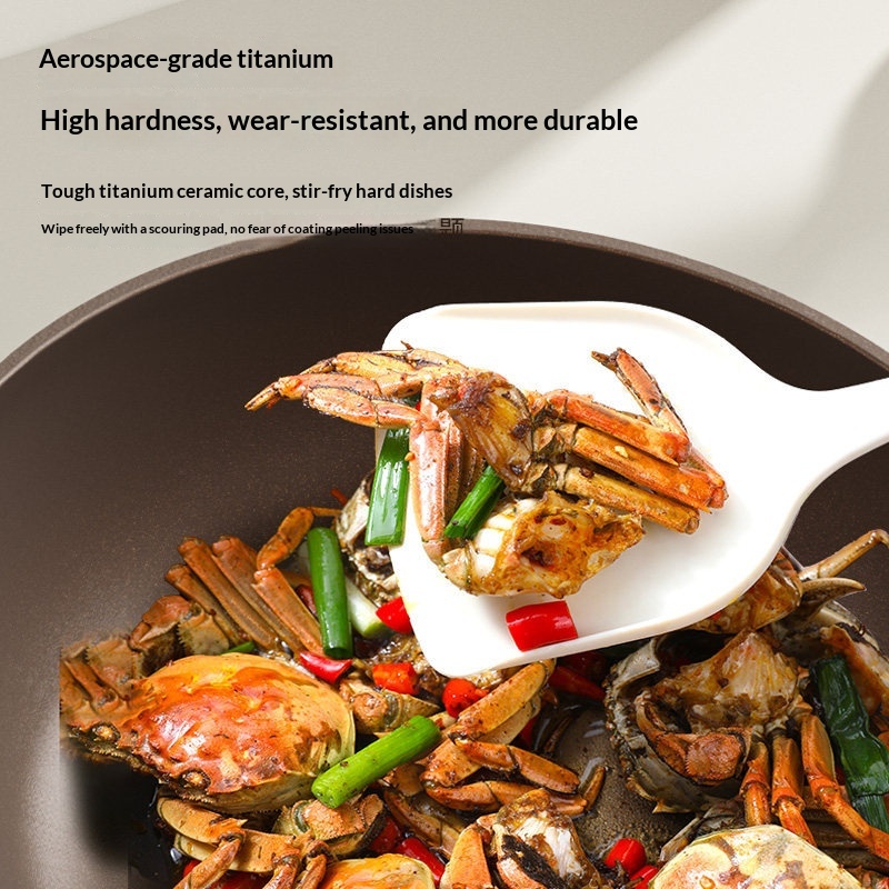 Nonstick Ceramic Frying Pan Household Flat Bottom Titanium Alloy Pot