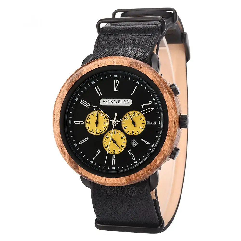 Mens Fashionable Sporty Wooden Quartz Watch