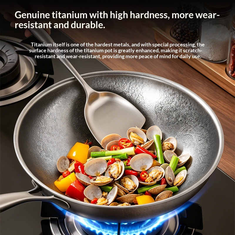 Hammered Titanium Alloy Wok For Home Cooking