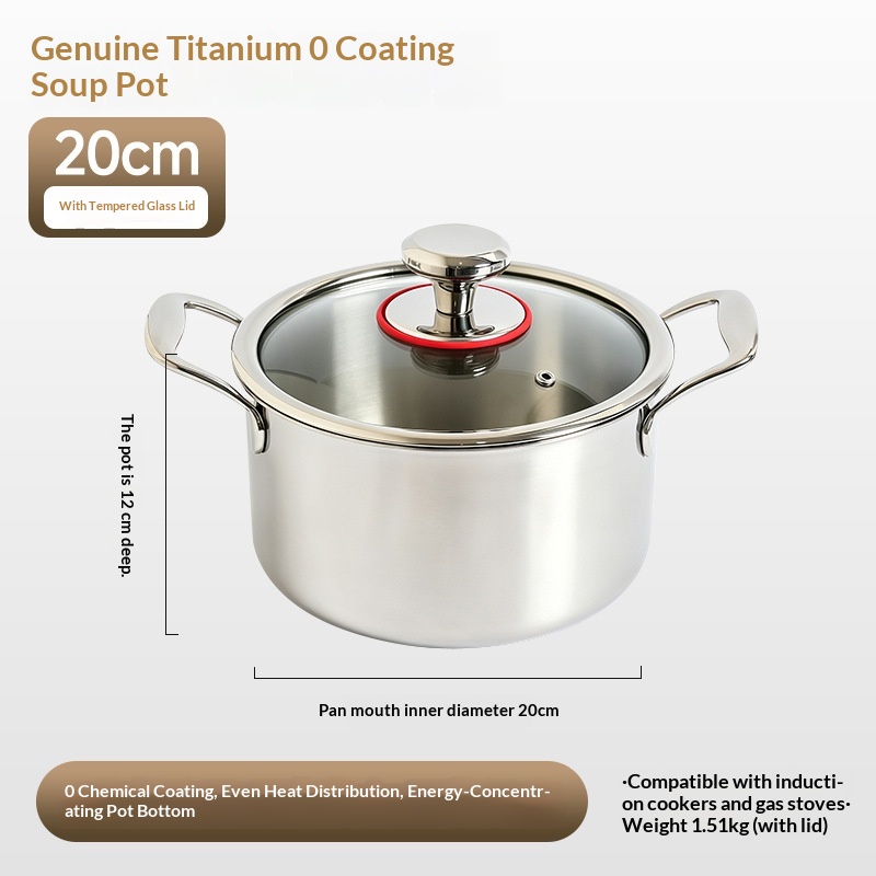 Three-layer Thickened Uncoated Small Simmer Pot Household Stew Pot