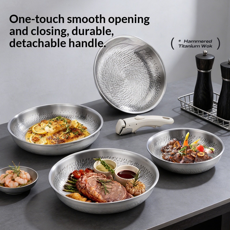 Flat-bottom Portable Detachable-handle Pot Cookware Set
