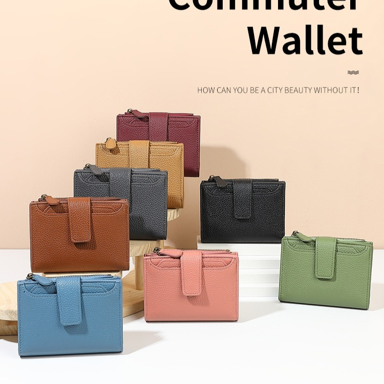 Functional Coin Purse With A Ring-bound Leather Wallet For Women