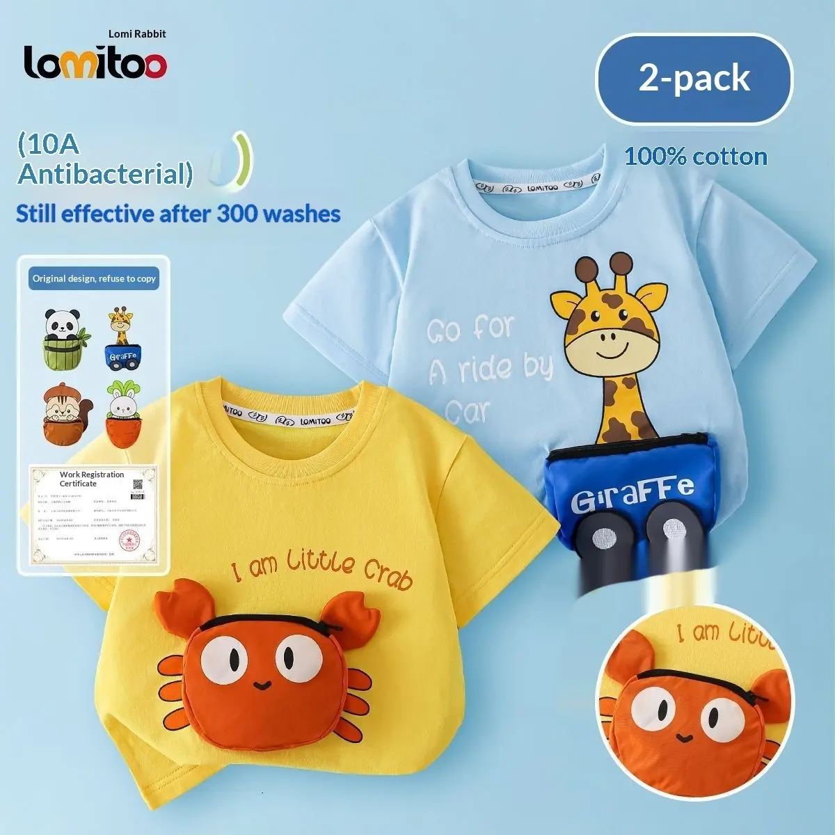 Short-sleeved 3D-decorated Cartoon Cotton T-shirt For Boys