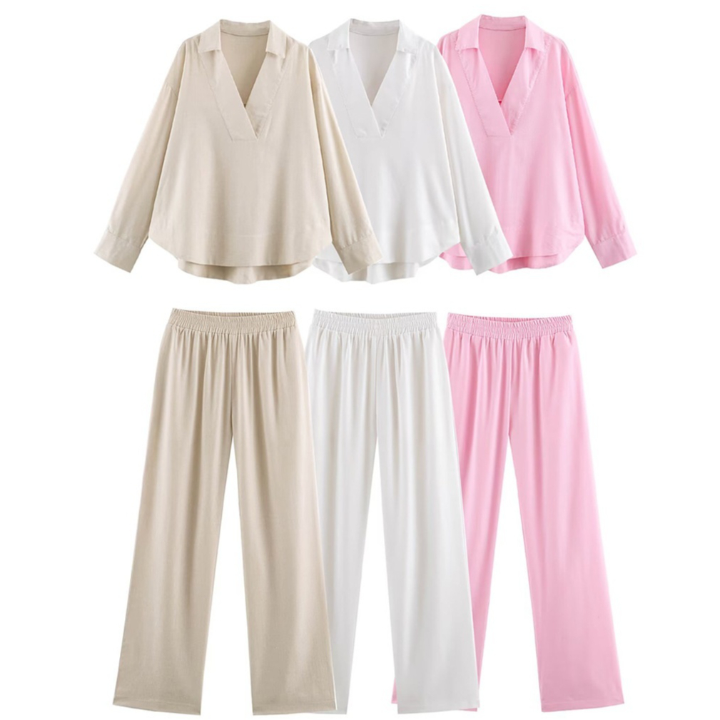 Fashionable Casual Versatile Long-sleeve Top And Wide-leg Pants