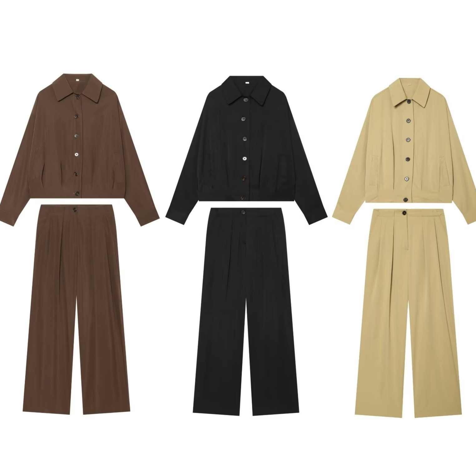 Relaxed-fit Lapel Jacket And Straight-leg Casual Wide-leg Pants Set