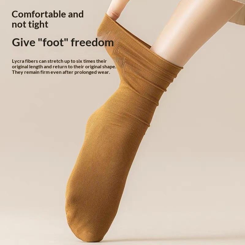 Combed Cotton Sweat-absorbent Deodorant Solid-color Knee-high Socks