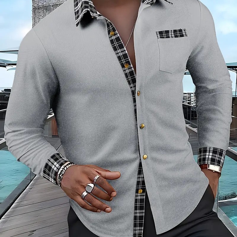 Camisa holgada estampado color block frontal