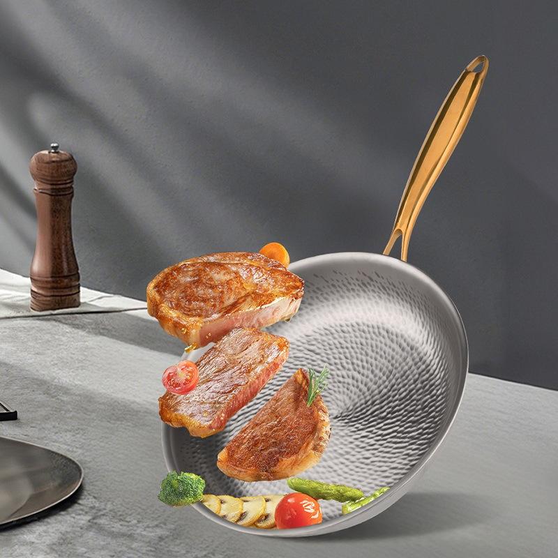 Household Pure Titanium Cookware Set With Gold-plated Handles Frying Pan — foto 9