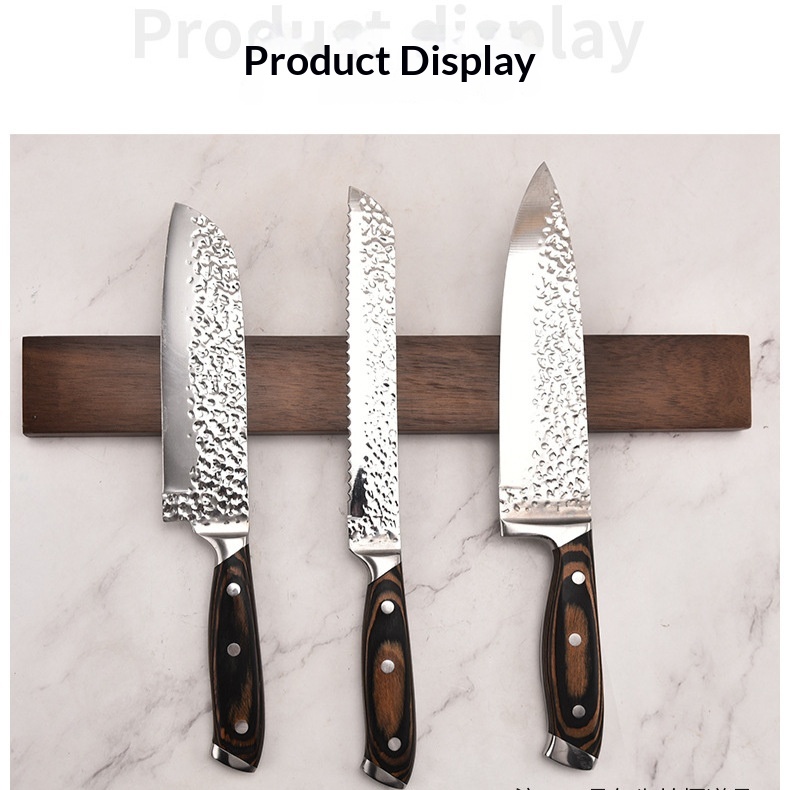 Kitchen Solid-wood Wall-mounted Magnetic Knife Holder No Drilling Required 4