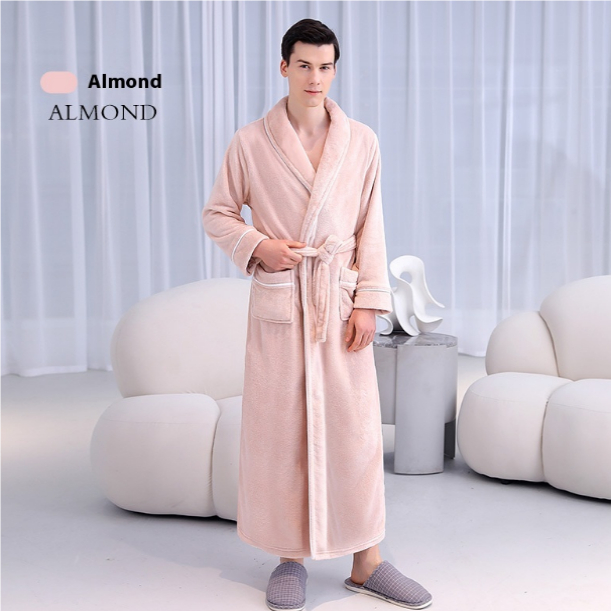 Extended Autumn And Winter Coral Fleece Bathrobe