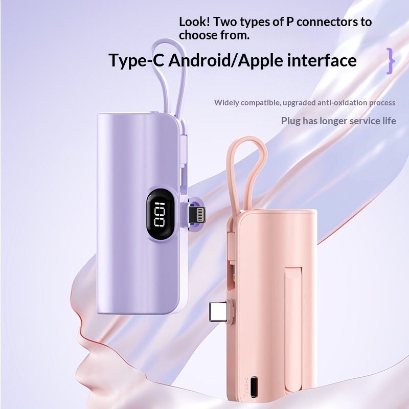 Banque d'alimentation portable avec câble intégré, 10 000 mah et support – Image 3