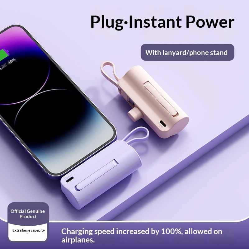 Banque d'alimentation portable avec câble intégré, 10 000 mah et support – Image 6