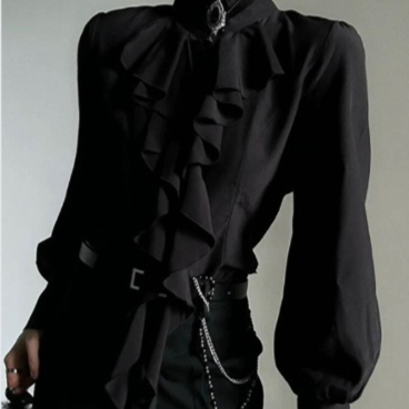 Dark Style American Retro Shirt With A Ribbon Design Full Of Artistic Flair
