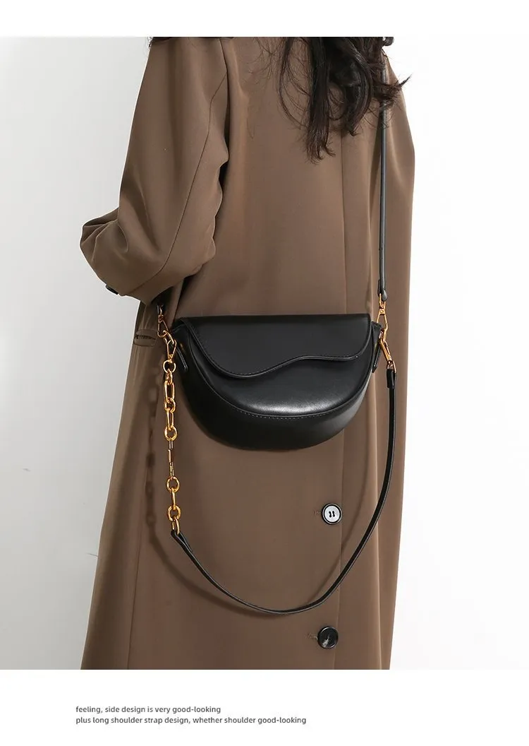 Minimalist Small Square Shoulder Bag Saddle