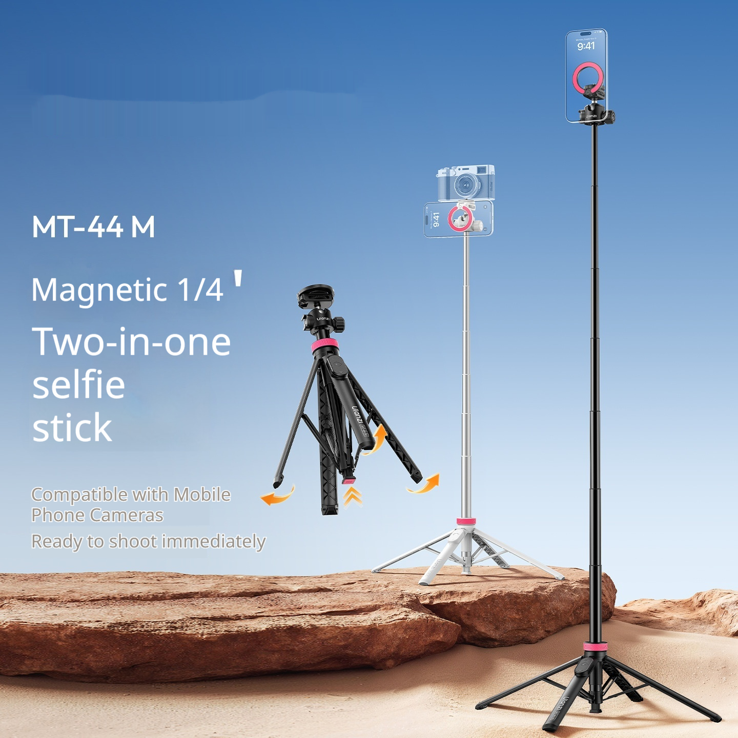 Magnetic Two-in-One Universal Selfie Stick