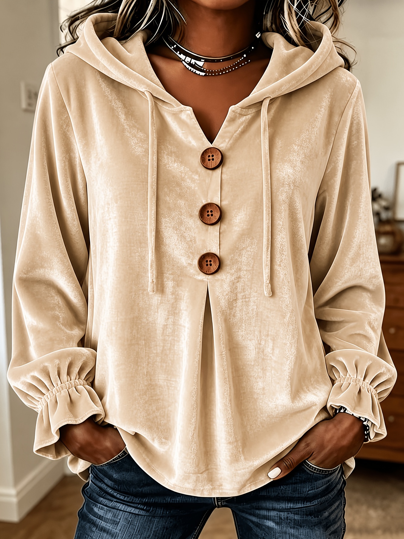 Velvet Long-sleeved Blouse Shirt