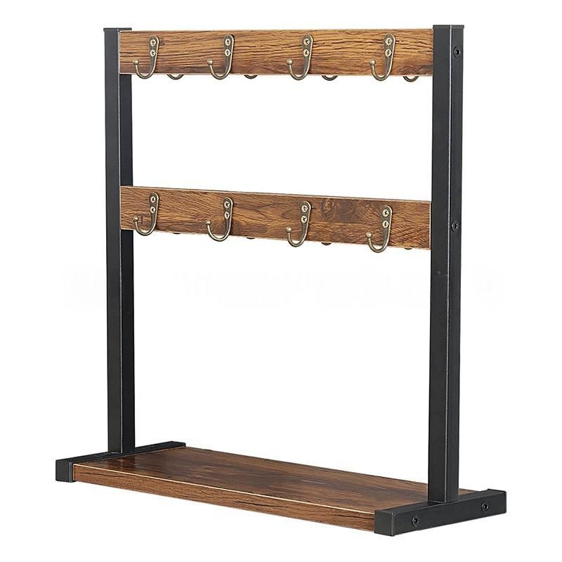 Étagère combinée fer-bois avec un porte-gobelet double couche double face – Image 3