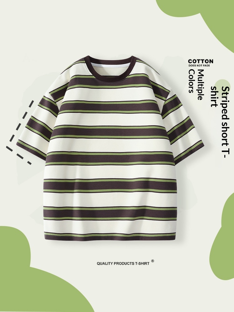 Boys Short-sleeved Loose-fit Striped Top