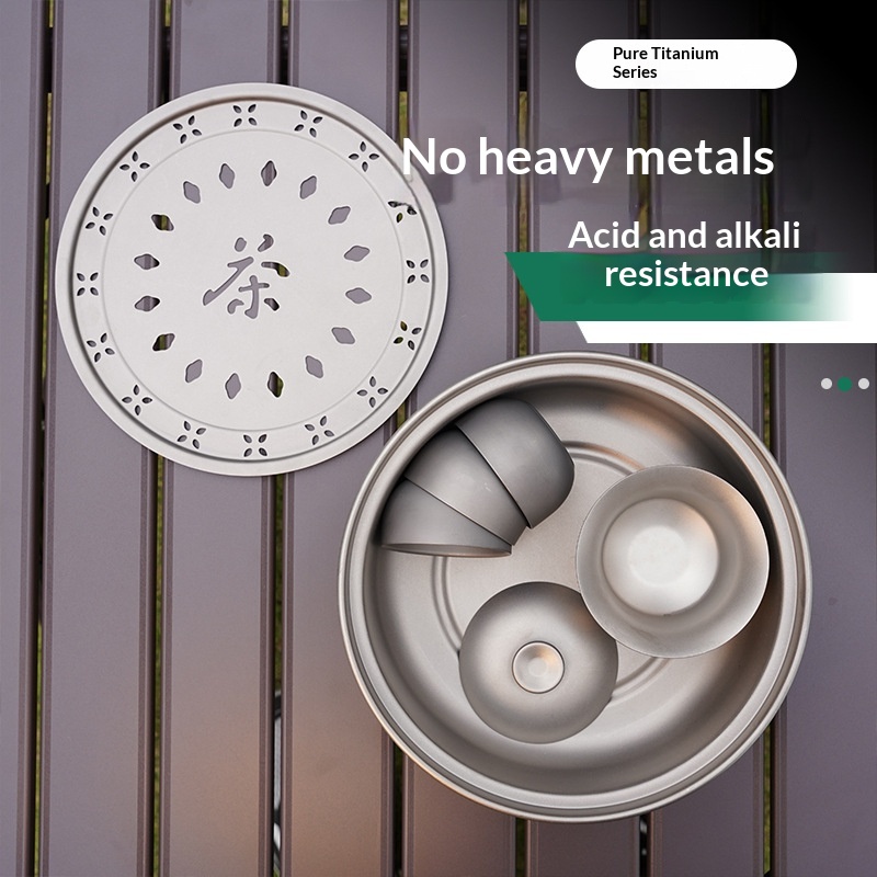 Portable Titanium Tea Set With Covered Bowl And Tray