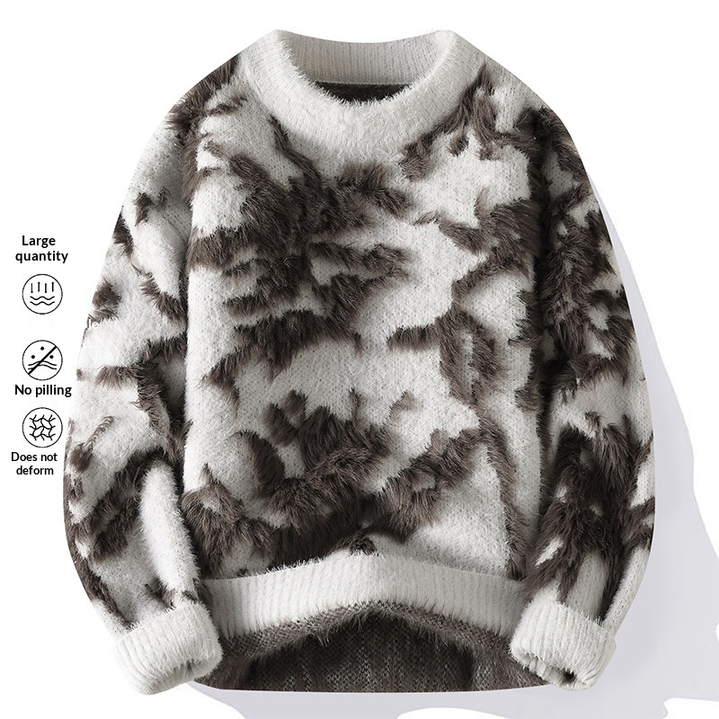 Mens Casual Thickened Mock-neck Sweater