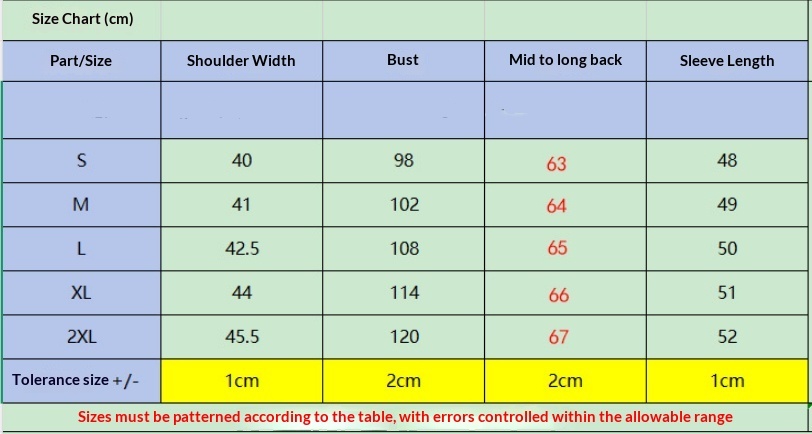 Size Chart - Women's Chinese-Style Tang Suit Top