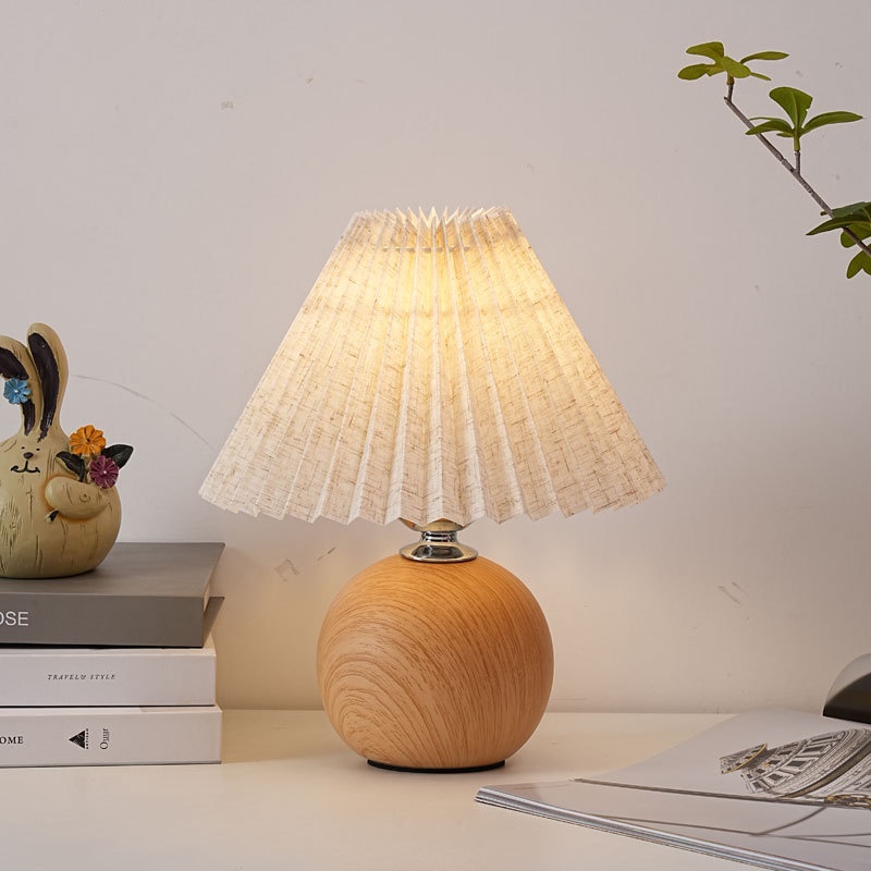Ceramic Table Lamp with Pleated Shade