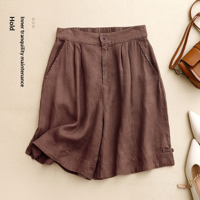 Womens Summer New Wide-leg Cropped Trousers