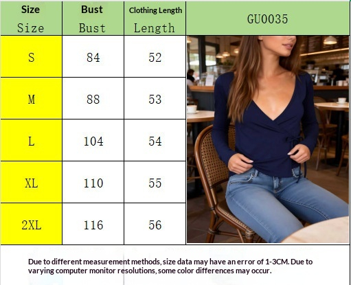 Size Chart - Women's Slim-Fit V-Neck Top with Cross-Tie Strap