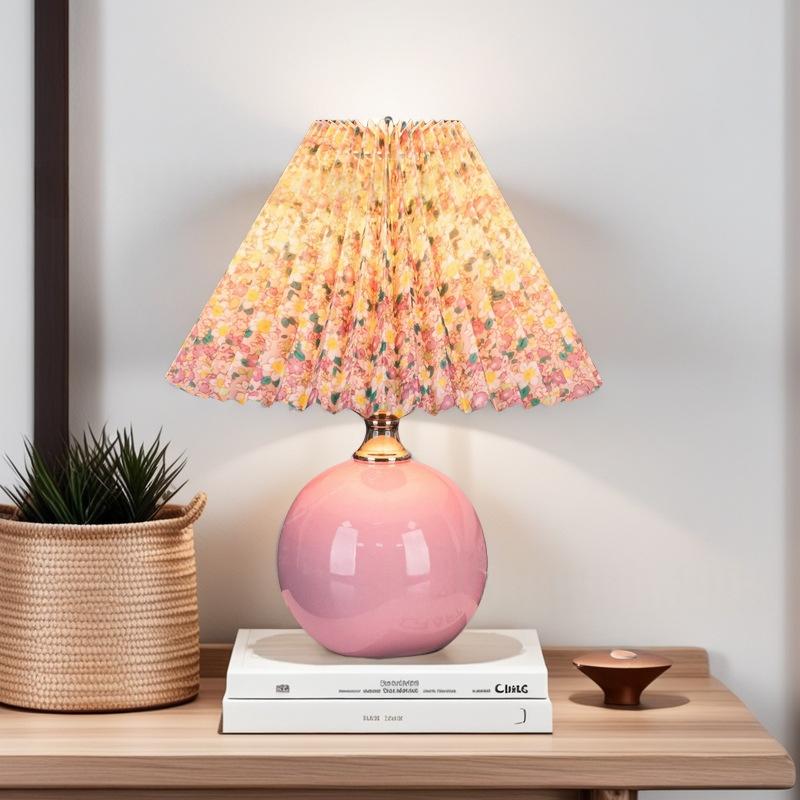 Ceramic Table Lamp with Pleated Shade, picture 4 of 4