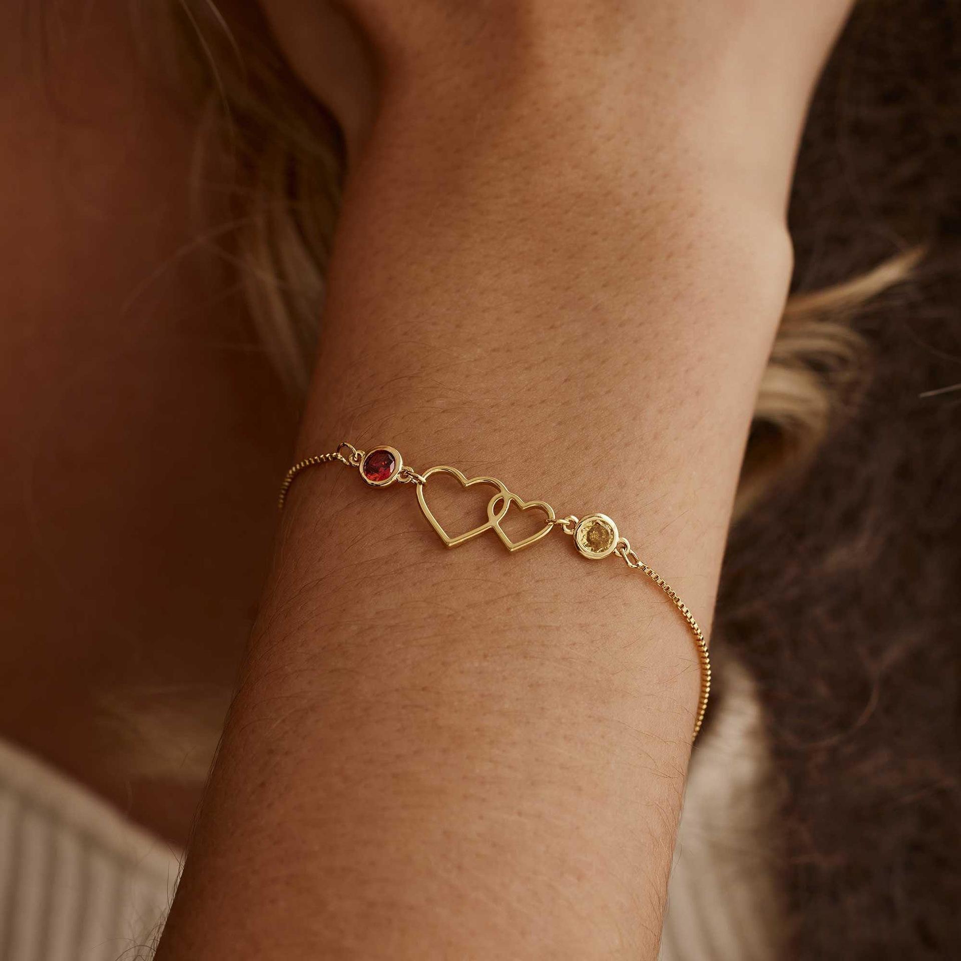 Fashionable Lightly Luxurious Double-heart Bracelet For Women