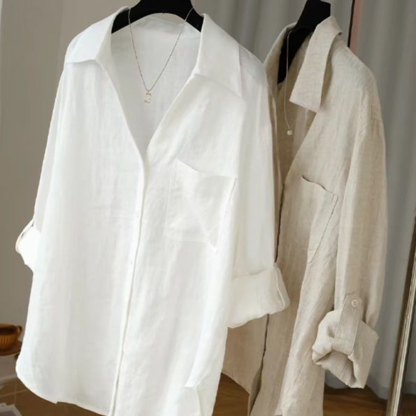 Loose-fitting Long-sleeved Sun-protection Jacket White Shirt Top