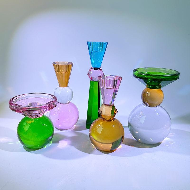 Crystal Multi-colored Candle Holder For Atmospheric Decor 6