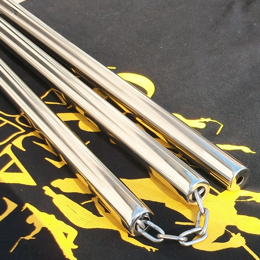 Stainless Steel Flat-head Performance Three-section Staff