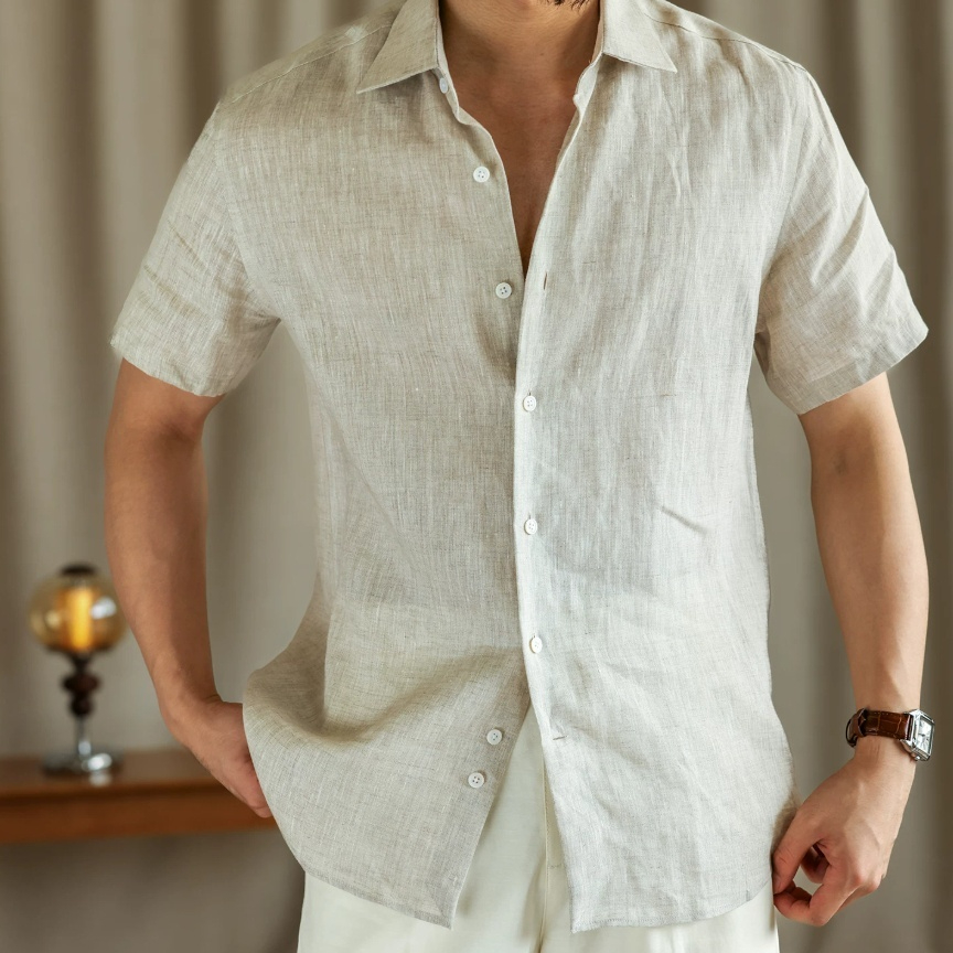 Mens Casual Breathable Short-sleeve Shirt
