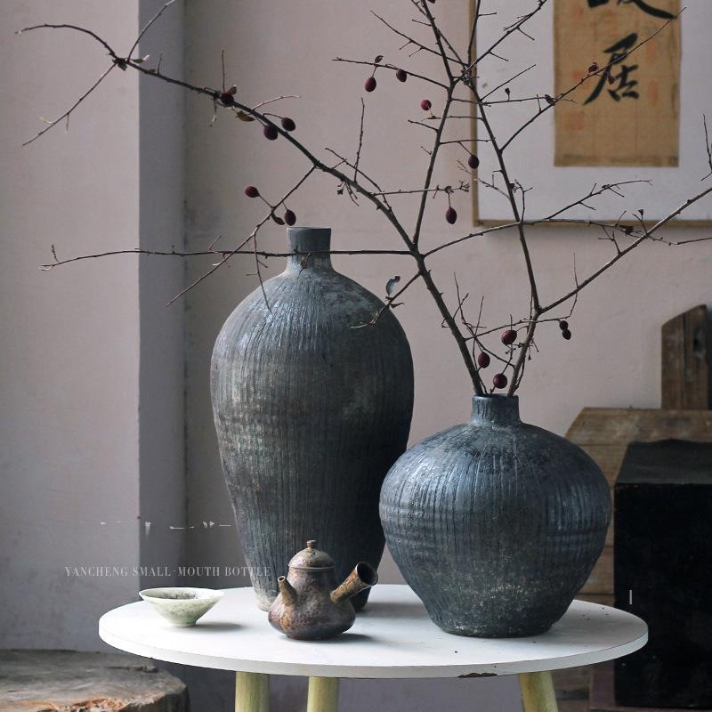New Chinese-style Vintage Handmade Retro Ceramic Vase Craftwork