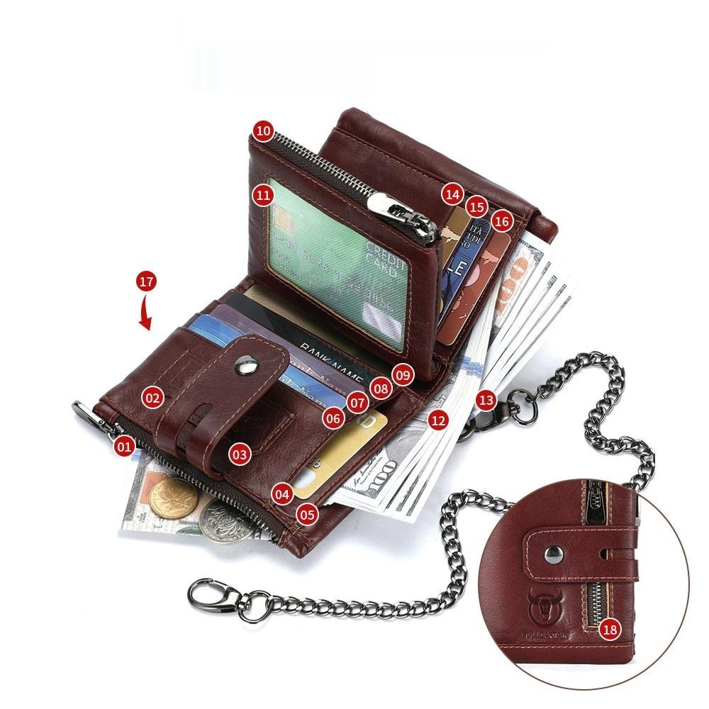Captain Bull Mens Genuine Leather Phone Holder Wallet, Multi-functional 5