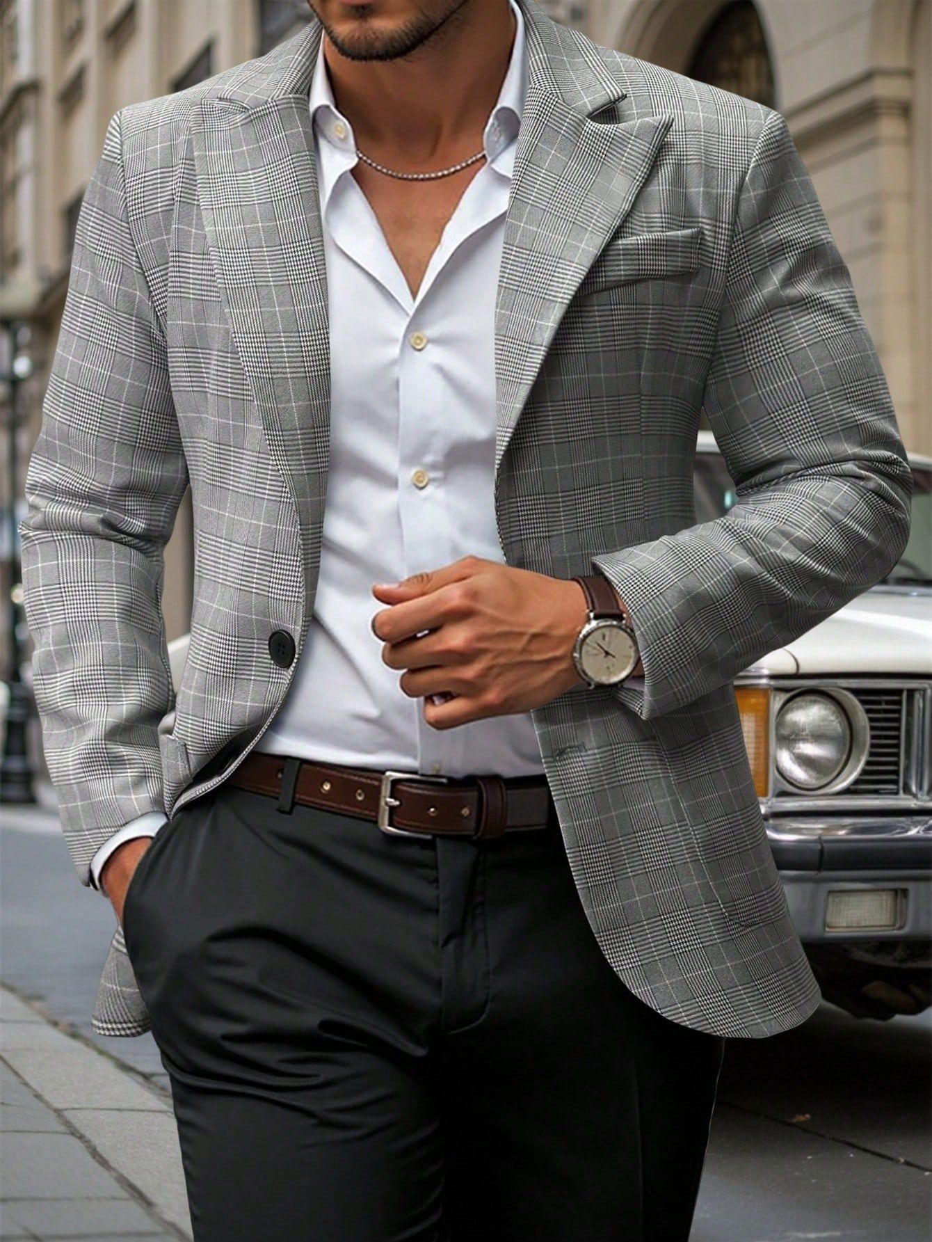 Mens Two-button Suit Jacket With Large Pockets